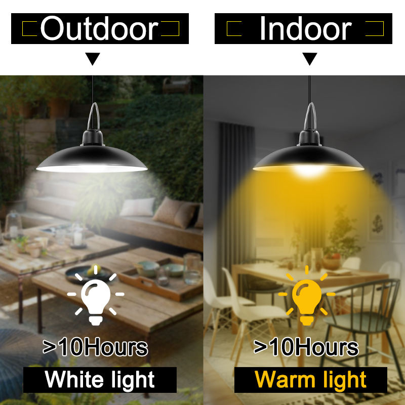 High Lumen Solar Powered Led Pendant Shed Light For Garage Shed Indoor Pull Wall Lamp Outdoor Corridor Garden Yard