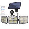 Outdoor Ip65 Waterproof Split 3 Head Security Flood Light Garden Wall Lamp 138 Led Solar Motion Sensor Light With Remote Control