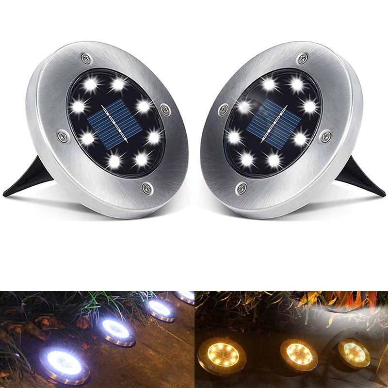 Outdoor Waterproof Solar LED Garden Ground Disk Lights for Pathway Yard Walkway Patio Lawn Path Landscape Lighting Lamp