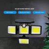 Outdoor Ip65 Waterproof 4 Heads Motion Sensor Led Solar Powered Flood Lights Security Wall Lamp For Garden Pathway Garage