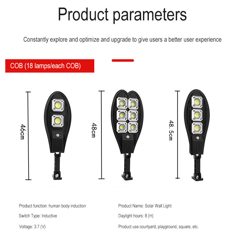 Outdoor Ip65 Waterproof Garden Floodlight Spotlight Wall Lamp Pir Motion Sensor Cob Led Solar Street Light