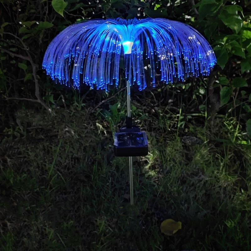 Outdoor Waterproof Garden Patio Pathway Lawn Christmas Decor 7 Color Changing Rgb Solar Jellyfish Flower Optical Fiber Lights