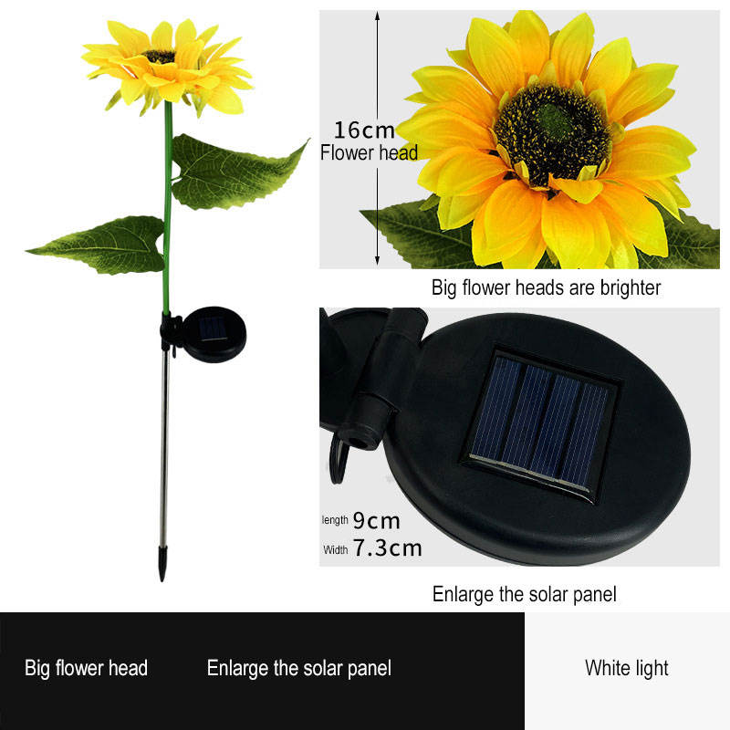Outdoor Waterproof Led Solar Powered 3 Heads Sunflower Lawn Lights For Patio Garden Yard Pathway Decoration Lamp