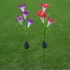 Outdoor Solar Powered Lily Flower Shaped Multi-Color LED Landscape Lighting Stake Lights for Garden Patio Lawn Yard