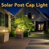 Post Cap Lights Solar Powered, 30cm Metal&Glass Solar Post Cap, Modern Outdoor Post Lights Ip65 Waterproof, Warm and Cold Led Light for Patio Garden Decor