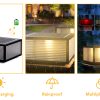 Post Cap Lights Solar Powered, 30cm Metal&Glass Solar Post Cap, Modern Outdoor Post Lights Ip65 Waterproof, Warm and Cold Led Light for Patio Garden Decor