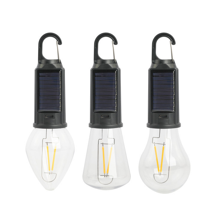 Solar Charging Camping Lamp Atmosphere Light Multifunctional Portable Tungsten Filament Lamp Outdoor Retro Camping Bulb
