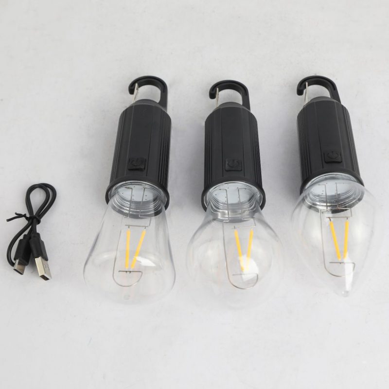 Solar Charging Camping Lamp Atmosphere Light Multifunctional Portable Tungsten Filament Lamp Outdoor Retro Camping Bulb