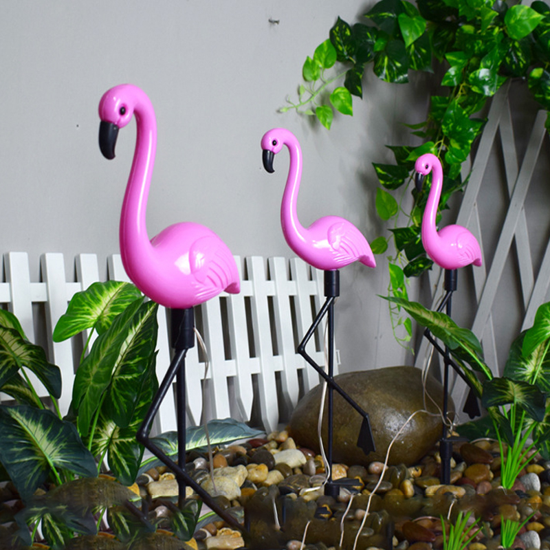 Outdoor Ip65 Waterproof Garden Flamingo Decorative Led Solar Powered Lawn Ground Stake Light For Park Pathway Walkway Decor