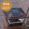 Outdoor Waterproof Solar Square Column Light Dual-Color Temperature Vintage Bronze Pillar Lamp for Garden Walls