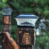 Outdoor Waterproof Solar Square Column Light Dual-Color Temperature Vintage Bronze Pillar Lamp for Garden Walls