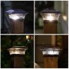 Outdoor Waterproof Solar Square Column Light Dual-Color Temperature Vintage Bronze Pillar Lamp for Garden Walls