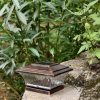 Outdoor Waterproof Solar Square Column Light Dual-Color Temperature Vintage Bronze Pillar Lamp for Garden Walls