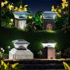 Outdoor Waterproof Solar Square Column Light Dual-Color Temperature Vintage Bronze Pillar Lamp for Garden Walls