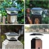 Outdoor Waterproof Solar Square Column Light Dual-Color Temperature Vintage Bronze Pillar Lamp for Garden Walls