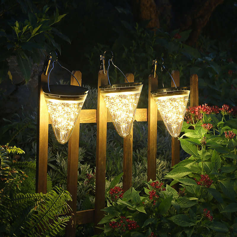 Solar Outdoor Hanging Tree Camping Light Waterproof LED Decorative Lantern for Garden Courtyard Nightlight