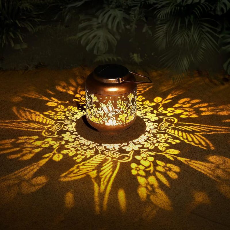 New Solar Butterfly Lantern Iron Hollow Design Outdoor Waterproof Hanging Light for Villa Courtyard Decoration