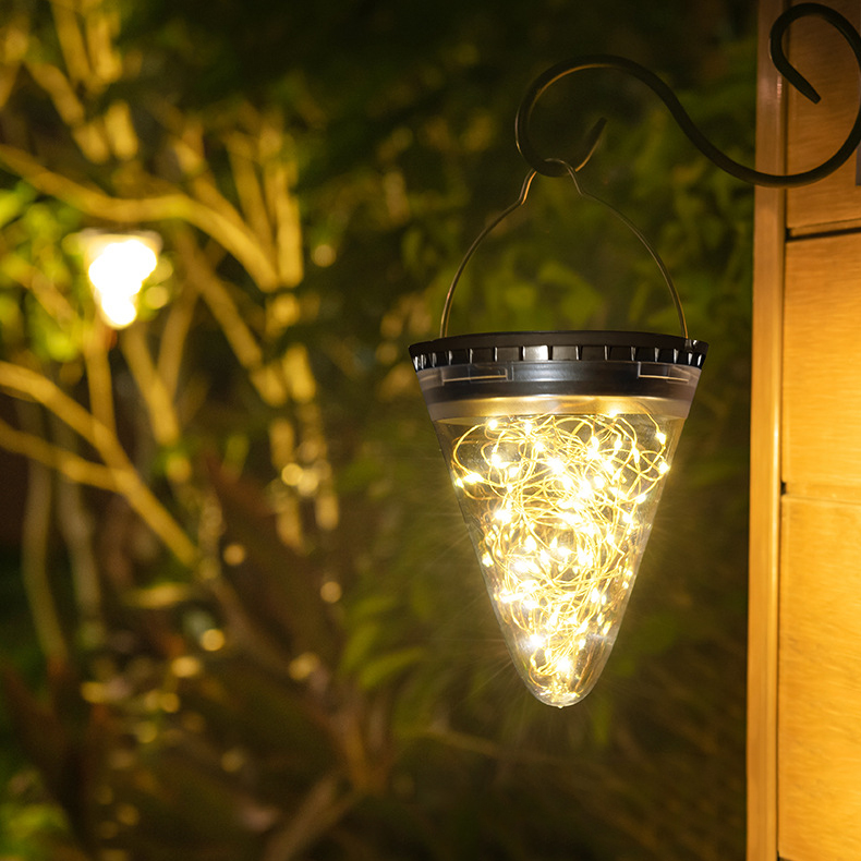 Solar Outdoor Hanging Tree Camping Light Waterproof LED Decorative Lantern for Garden Courtyard Nightlight