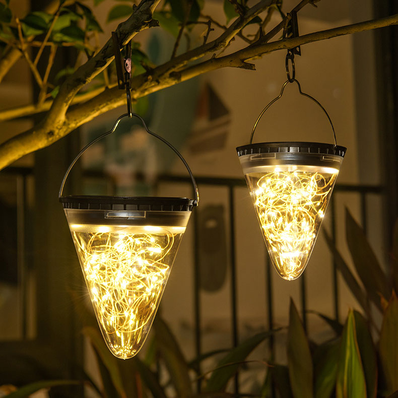 Solar Outdoor Hanging Tree Camping Light Waterproof LED Decorative Lantern for Garden Courtyard Nightlight