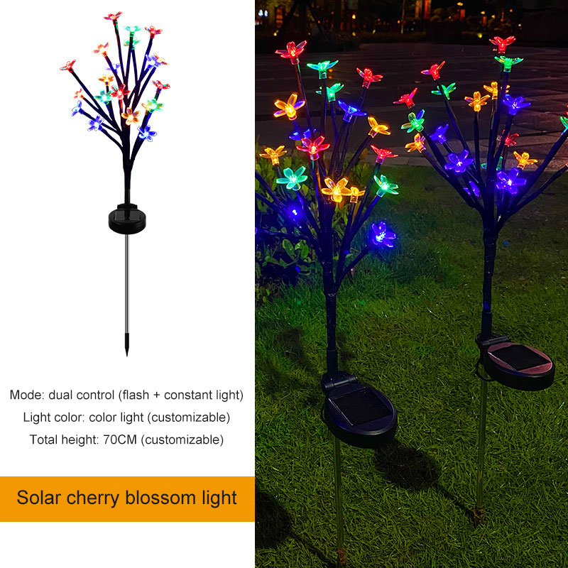 New Solar Peach Blossom LED Lamp Realistic Camellia Design Ground Stake Light for Outdoor Courtyard Villa Lawn Decoration