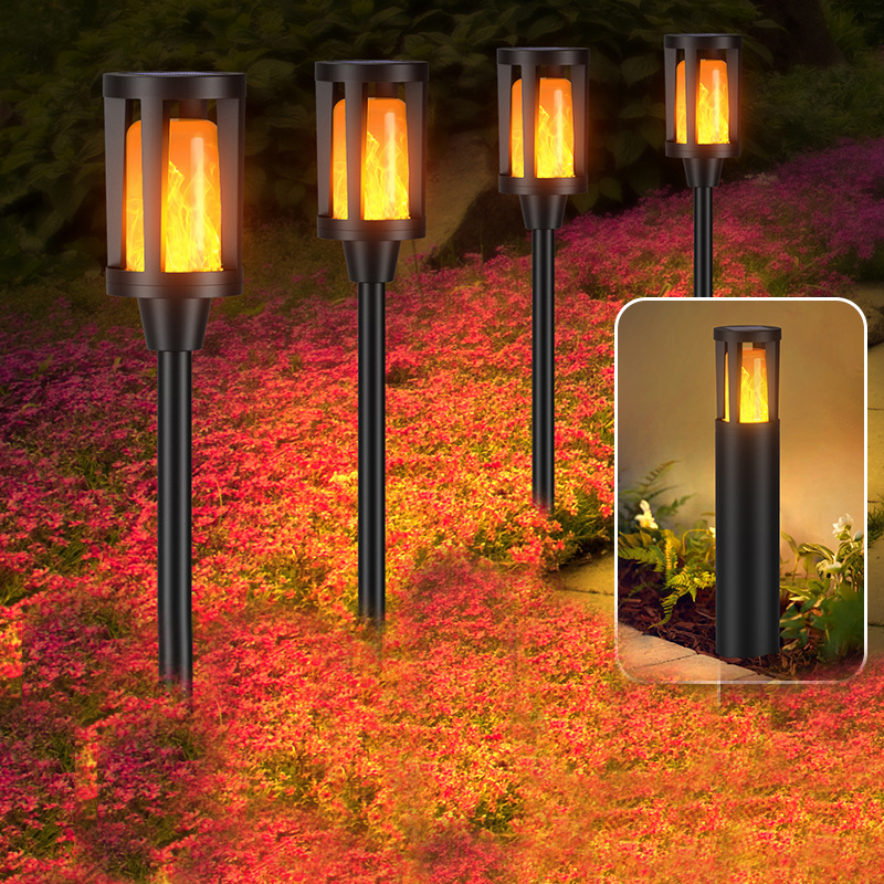 New Solar-Powered Realistic Flame Light Waterproof Outdoor LED Garden Decoration Lawn Stake Lamp for Yard Patio