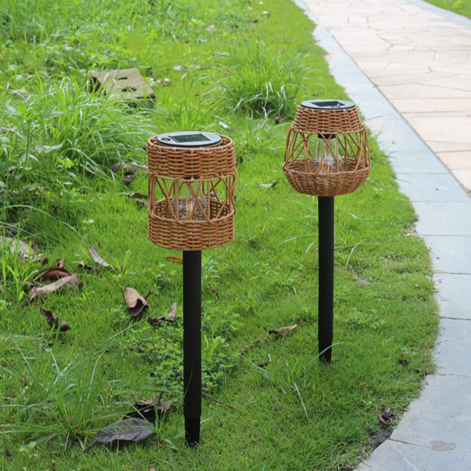 Solar Rattan Ground Stake Light Garden Lawn Lamp Outdoor Solar Decorative Landscape Light