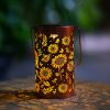 Sunflower Iron Lantern Solar Garden Light Outdoor Hollow Hanging Lantern for Patio Courtyard Landscape Decoration
