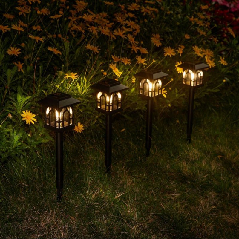 Solar Outdoor Waterproof Mini House Garden Light Cross-border Villa Landscape Decoration Stake Light for Yard Patio Courtyard