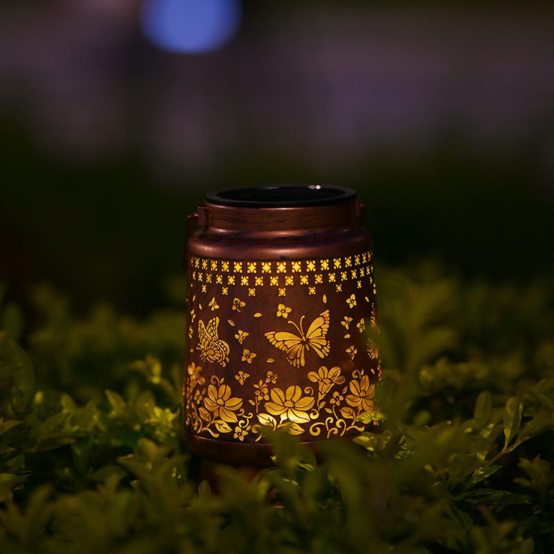 Solar Waterproof Hummingbird Hollow Garden Light Outdoor Camping Lawn Iron Art Hanging Decorative Projection Lamp