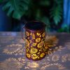 Sunflower Iron Lantern Solar Garden Light Outdoor Hollow Hanging Lantern for Patio Courtyard Landscape Decoration