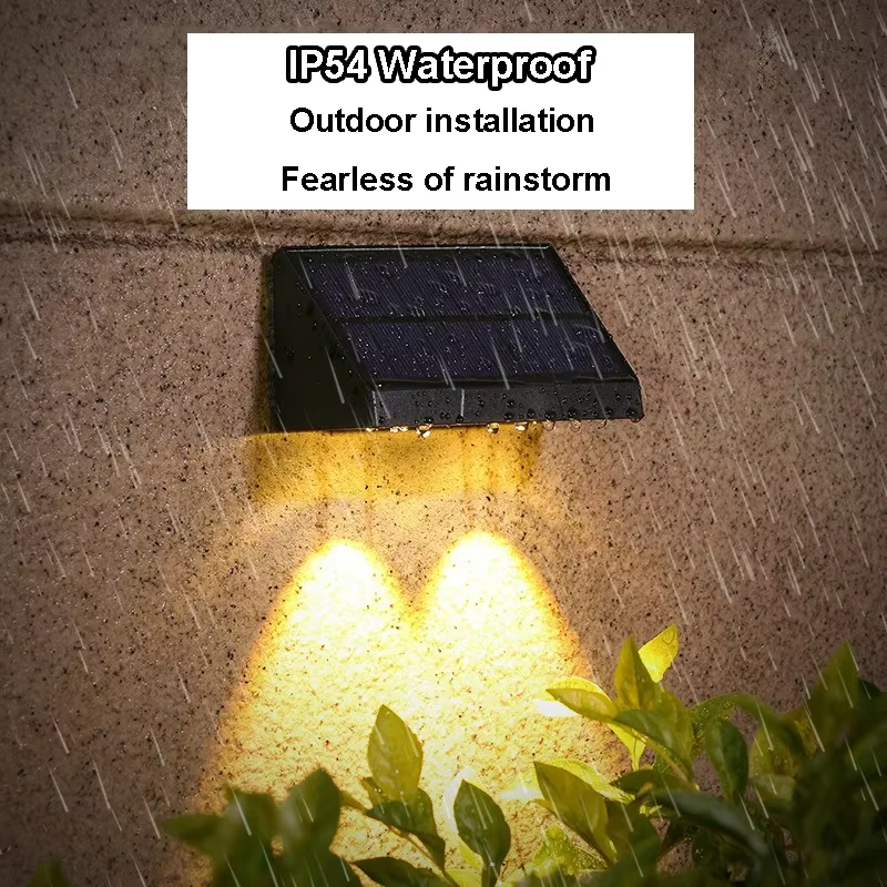 Solar Outdoor Garden Porch Light Auto-On at Dusk Waterproof Wall Washer Light Home Solar Wall Lamp