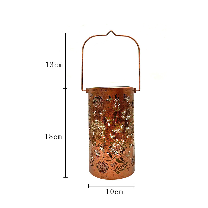 Sunflower Iron Lantern Solar Garden Light Outdoor Hollow Hanging Lantern for Patio Courtyard Landscape Decoration
