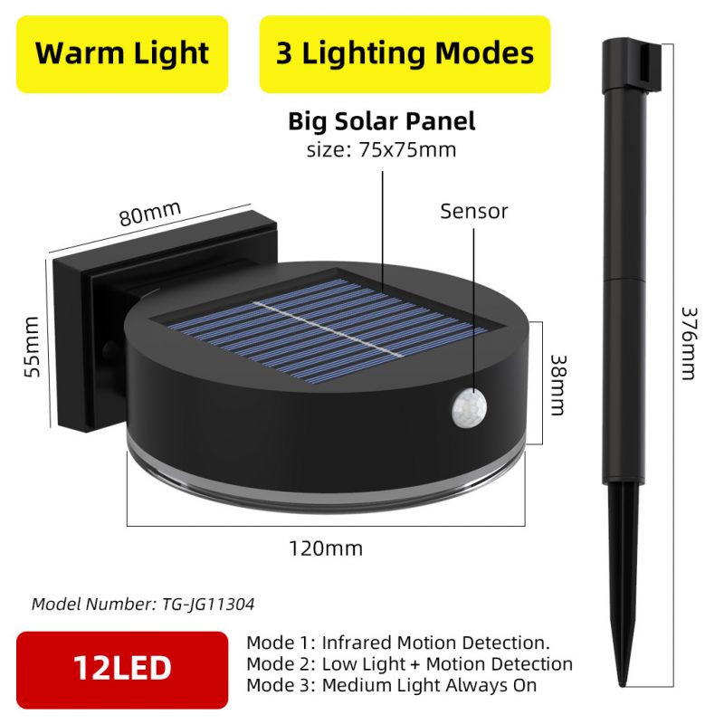 Solar Outdoor Wall Light for Home Pathway Lighting Balcony Ambient Wash Wall Flood Light for Garden Courtyard