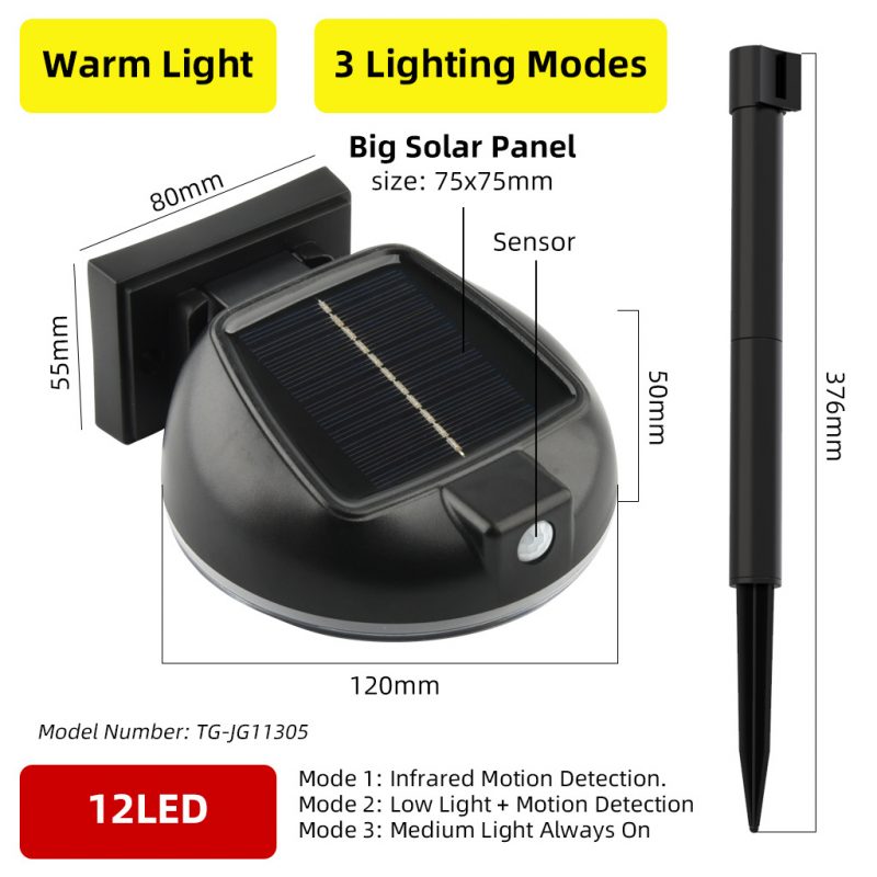 Solar Outdoor Wall Light for Home Pathway Lighting Balcony Ambient Wash Wall Flood Light for Garden Courtyard