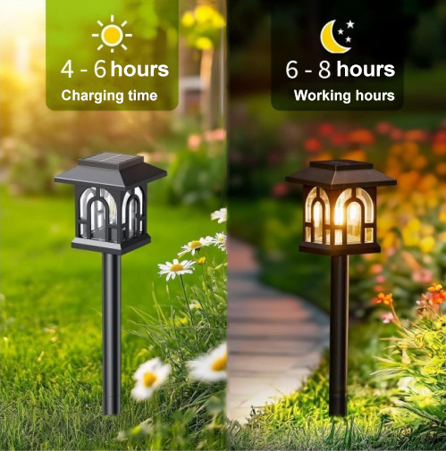 Solar Outdoor Waterproof Mini House Garden Light Cross-border Villa Landscape Decoration Stake Light for Yard Patio Courtyard