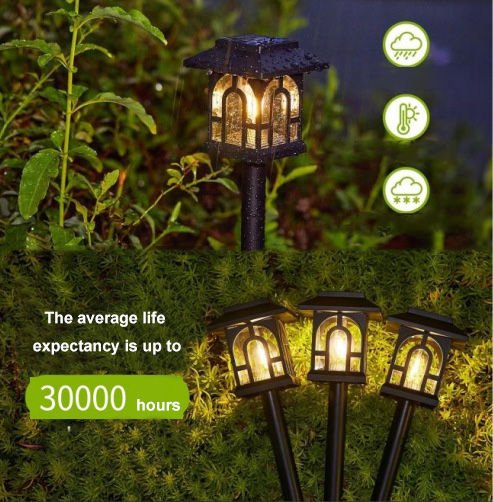 Solar Outdoor Waterproof Mini House Garden Light Cross-border Villa Landscape Decoration Stake Light for Yard Patio Courtyard