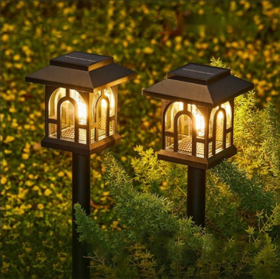 Solar Outdoor Waterproof Mini House Garden Light Cross-border Villa Landscape Decoration Stake Light for Yard Patio Courtyard