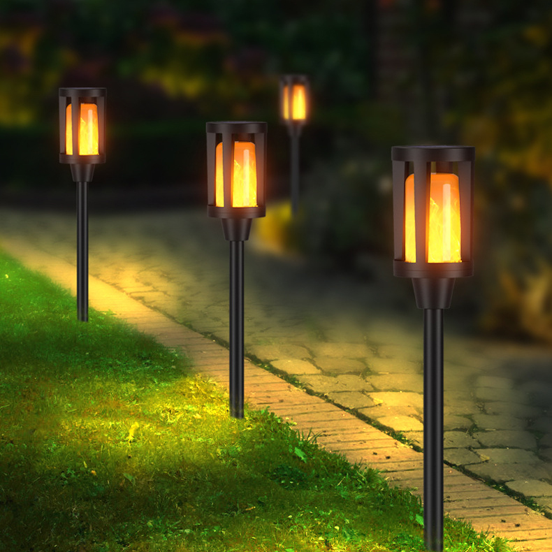 New Solar-Powered Realistic Flame Light Waterproof Outdoor LED Garden Decoration Lawn Stake Lamp for Yard Patio
