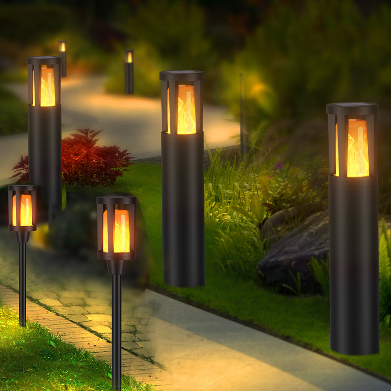 New Solar-Powered Realistic Flame Light Waterproof Outdoor LED Garden Decoration Lawn Stake Lamp for Yard Patio