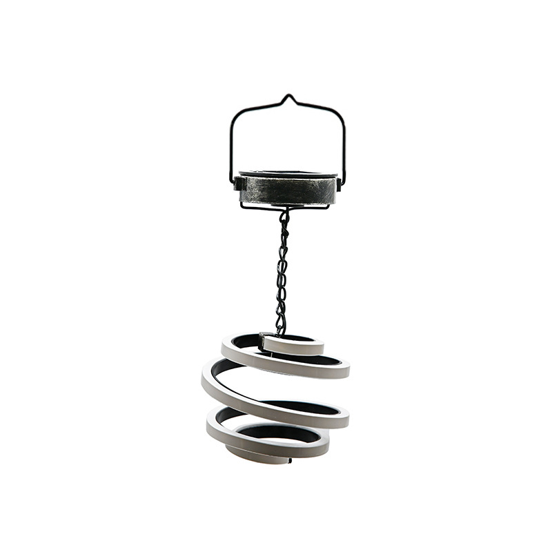 Spiral Black Iron Hanging Light Garden Outdoor Camping Courtyard Metal Hanging Solar Light