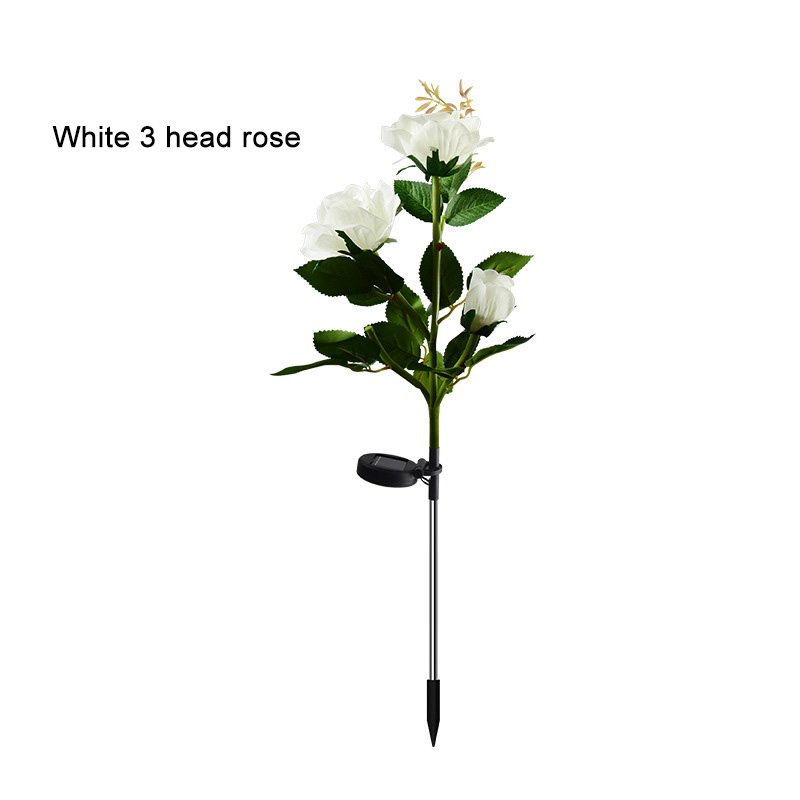 New LED Solar-Powered Rose Garden Lights Realistic Flower Design Waterproof Outdoor Lawn Lights with Ground Spike