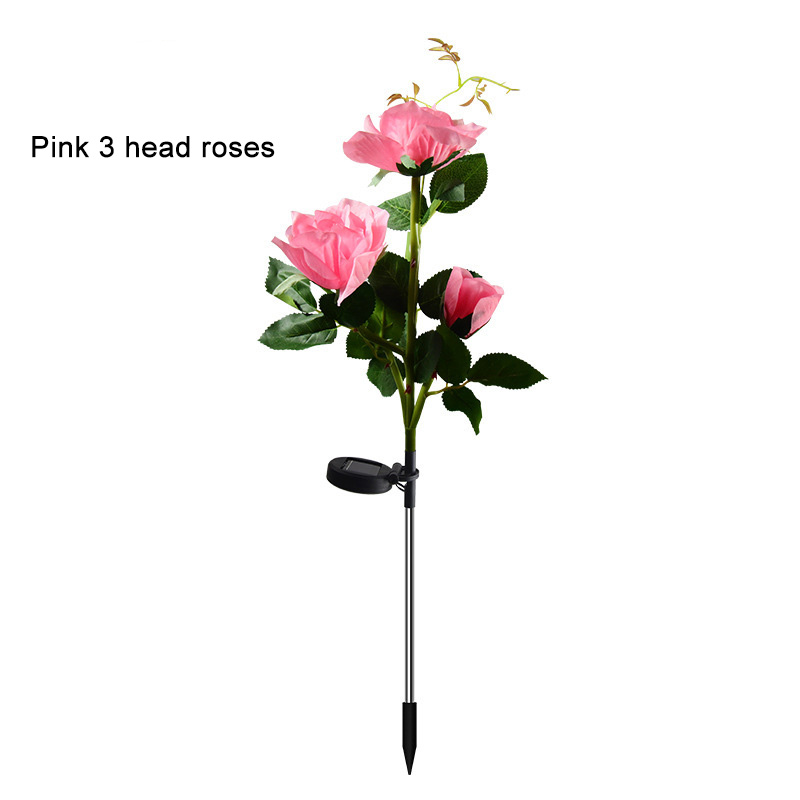 New LED Solar-Powered Rose Garden Lights Realistic Flower Design Waterproof Outdoor Lawn Lights with Ground Spike