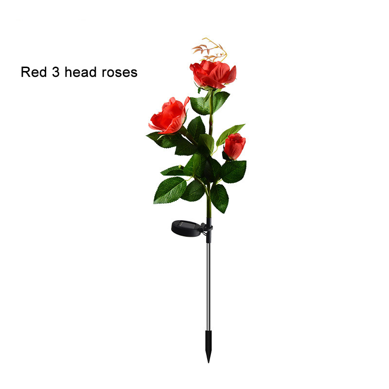 New LED Solar-Powered Rose Garden Lights Realistic Flower Design Waterproof Outdoor Lawn Lights with Ground Spike