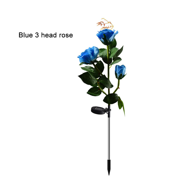 New LED Solar-Powered Rose Garden Lights Realistic Flower Design Waterproof Outdoor Lawn Lights with Ground Spike