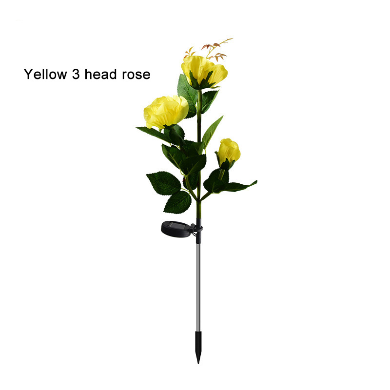 New LED Solar-Powered Rose Garden Lights Realistic Flower Design Waterproof Outdoor Lawn Lights with Ground Spike