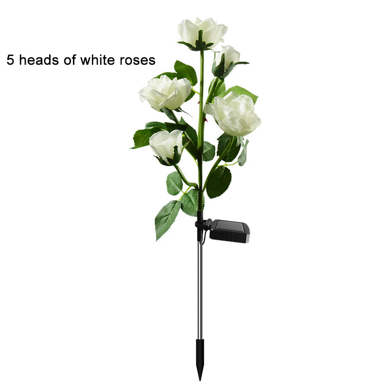New LED Solar-Powered Rose Garden Lights Realistic Flower Design Waterproof Outdoor Lawn Lights with Ground Spike
