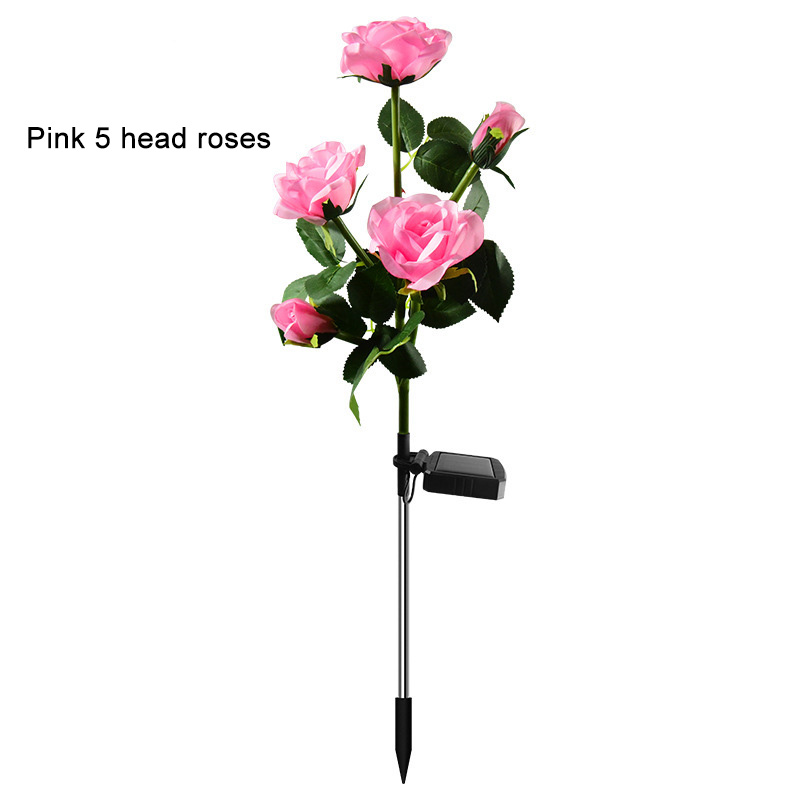 New LED Solar-Powered Rose Garden Lights Realistic Flower Design Waterproof Outdoor Lawn Lights with Ground Spike