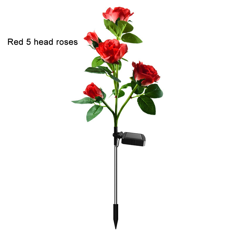 New LED Solar-Powered Rose Garden Lights Realistic Flower Design Waterproof Outdoor Lawn Lights with Ground Spike