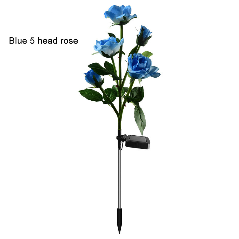 New LED Solar-Powered Rose Garden Lights Realistic Flower Design Waterproof Outdoor Lawn Lights with Ground Spike