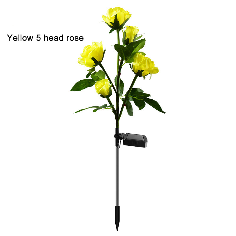 New LED Solar-Powered Rose Garden Lights Realistic Flower Design Waterproof Outdoor Lawn Lights with Ground Spike